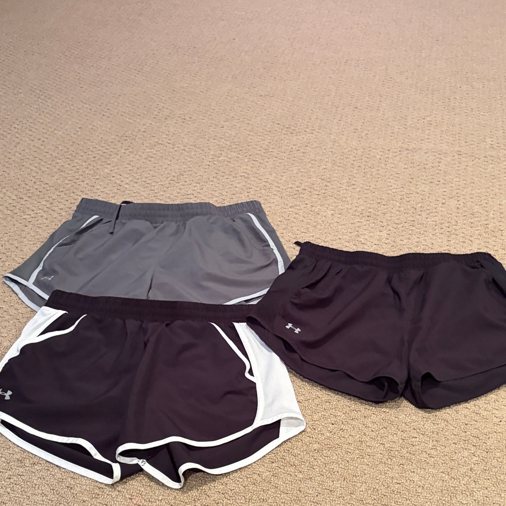Under Armour Trio of Black and Gray Shorts women